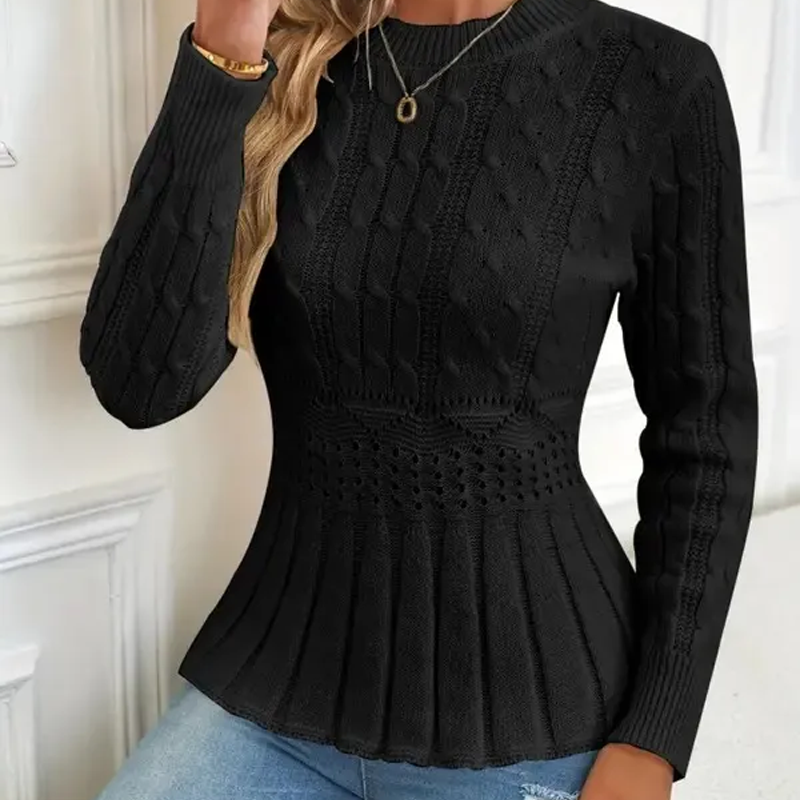 Elarissea - Dames Trui Winter met Ronde Hals en Elegante Peplum Snit