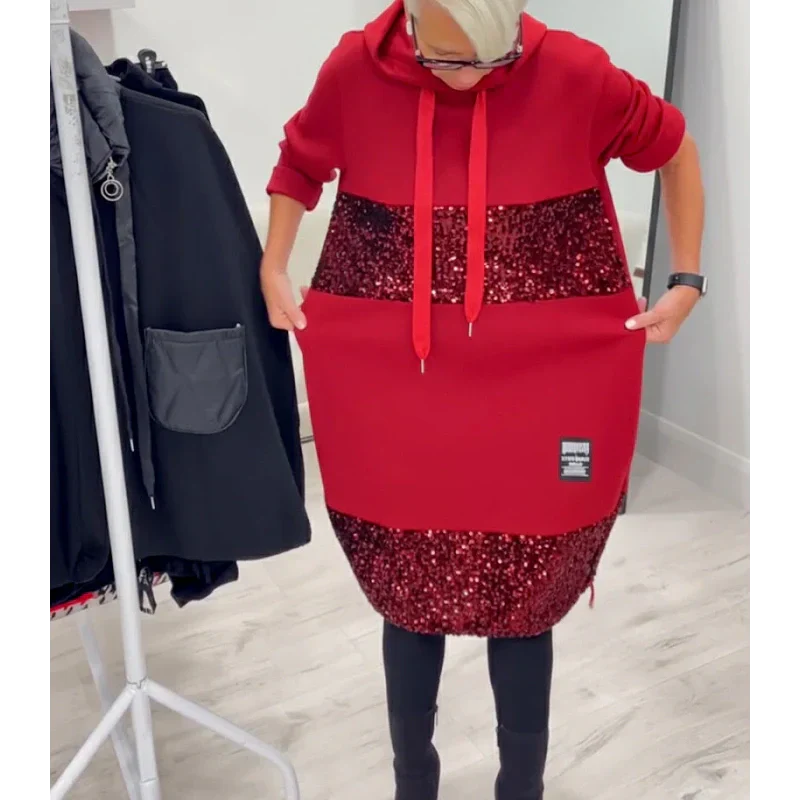 Paviyana - Moderne Hoodie Jurk met Pailletten