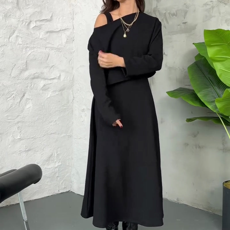 Kalissavine - Gebreide Twee-delige Set voor Dames – Midi Jurk & Elegante Korte Top