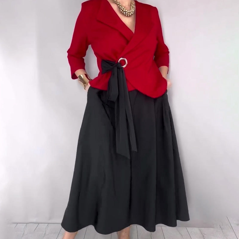 Pelyne - Elegante 2-delige set bestaande uit een top en een effen rok voor dames