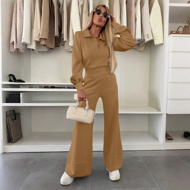 Brynelle - Chic Vrouwen Set Blouse En Brede Broek