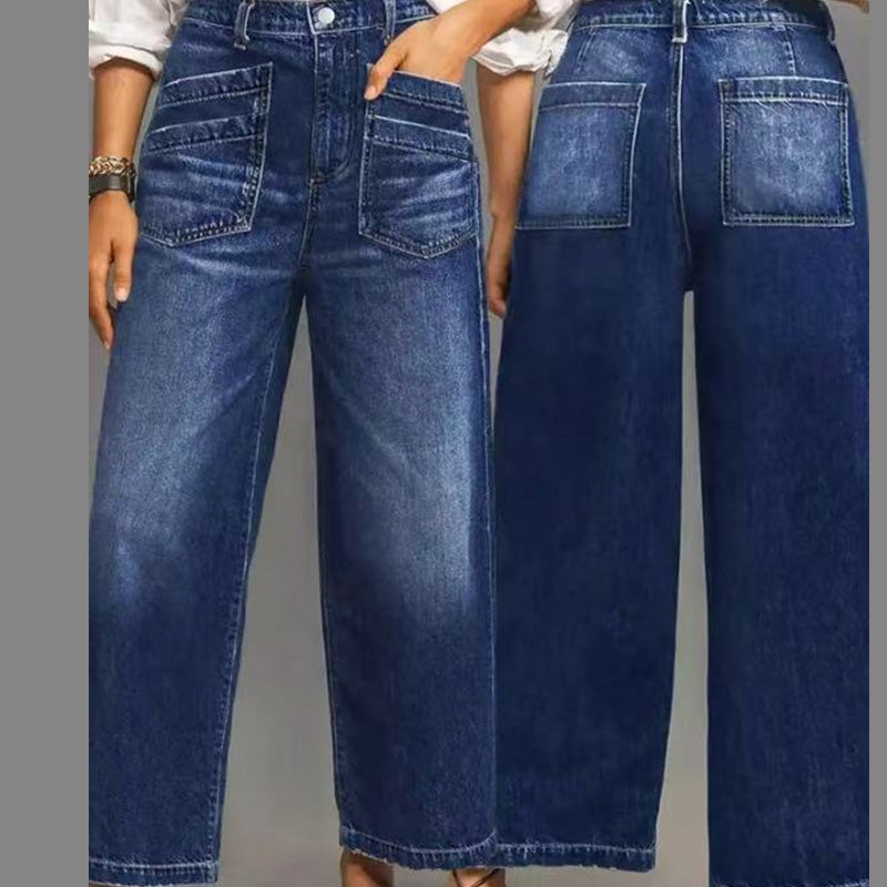 Rexelle - Dames Jeans Hoge Taille Wijde Pasvorm Denim Comfort & Moderne Stijl