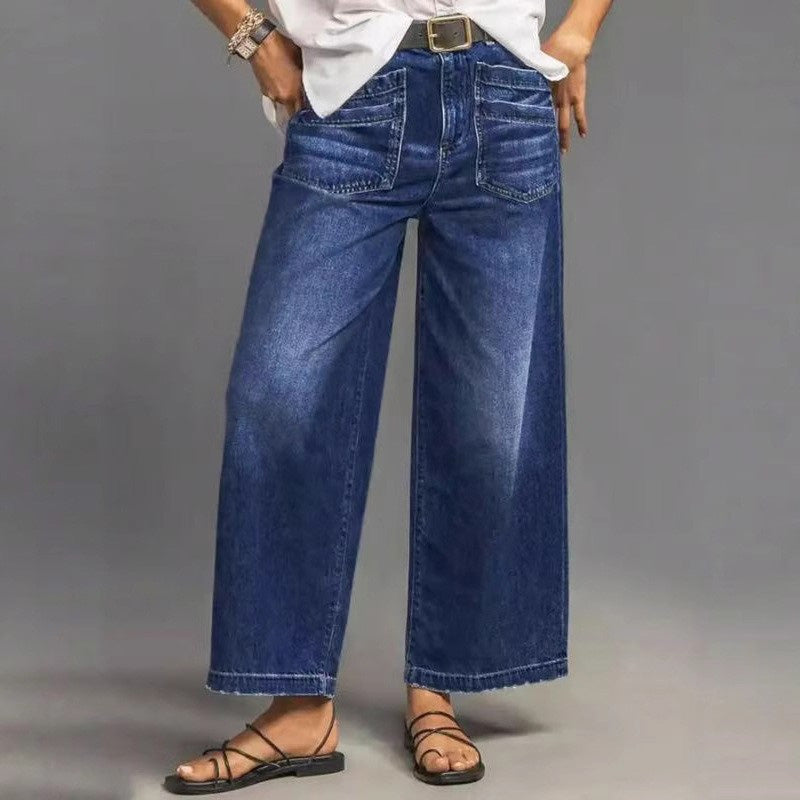 Rexelle - Dames Jeans Hoge Taille Wijde Pasvorm Denim Comfort & Moderne Stijl