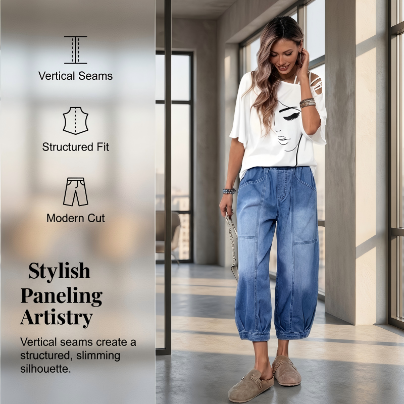 Elyndra - Dames Jeans Hoge Taille Comfortabel Ruim Voor Moderne Dagelijkse Gebruik