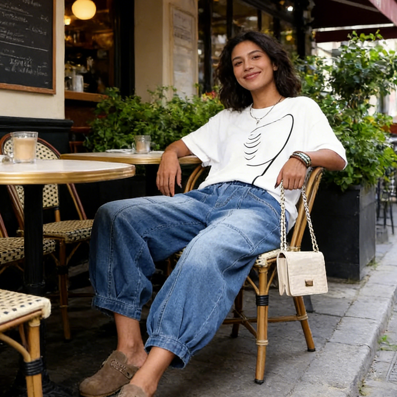 Elyndra - Dames Jeans Hoge Taille Comfortabel Ruim Voor Moderne Dagelijkse Gebruik