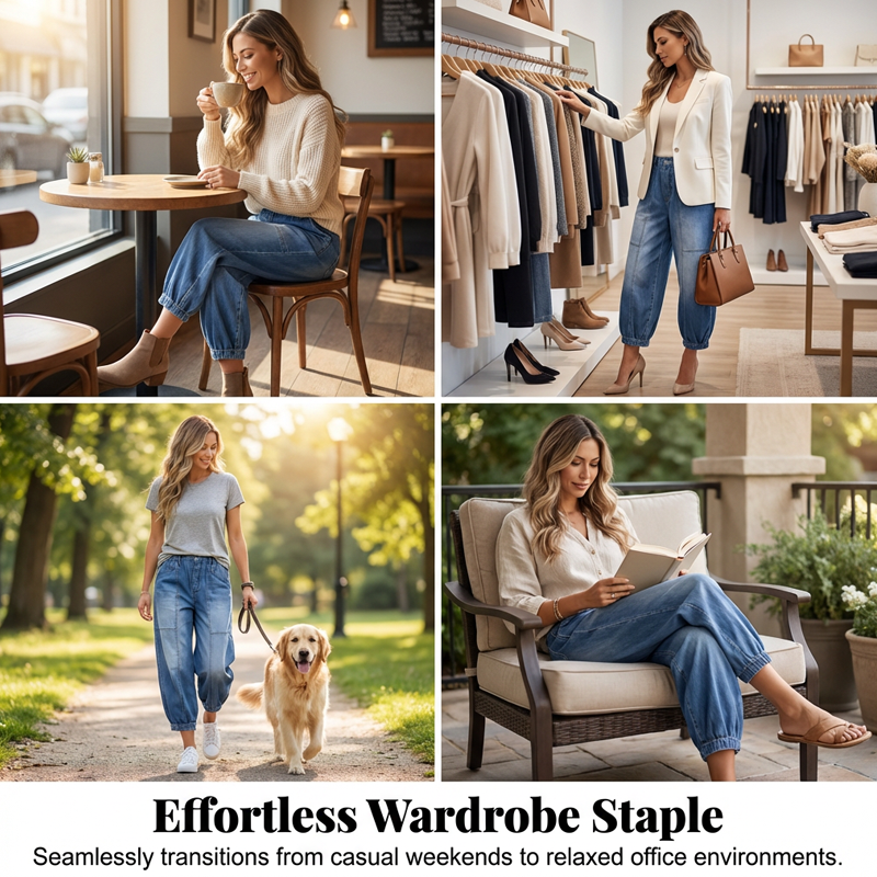 Elyndra - Dames Jeans Hoge Taille Comfortabel Ruim Voor Moderne Dagelijkse Gebruik