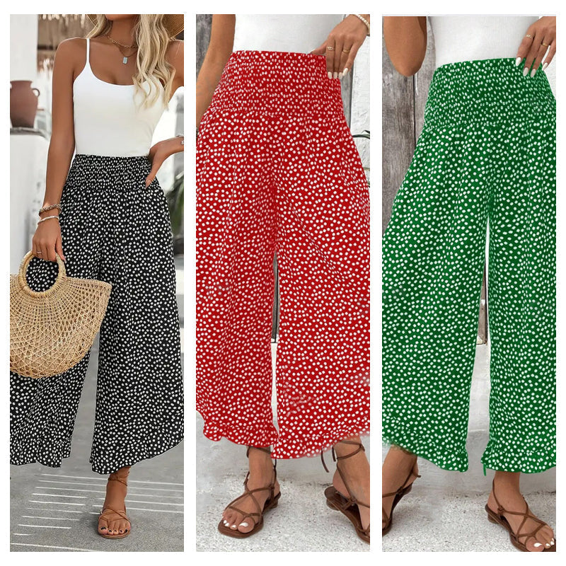 Ravixa - Vrouwelijke Hoge Taille Vloeiende Broek Met Wijde Pasvorm Voor De Zomer