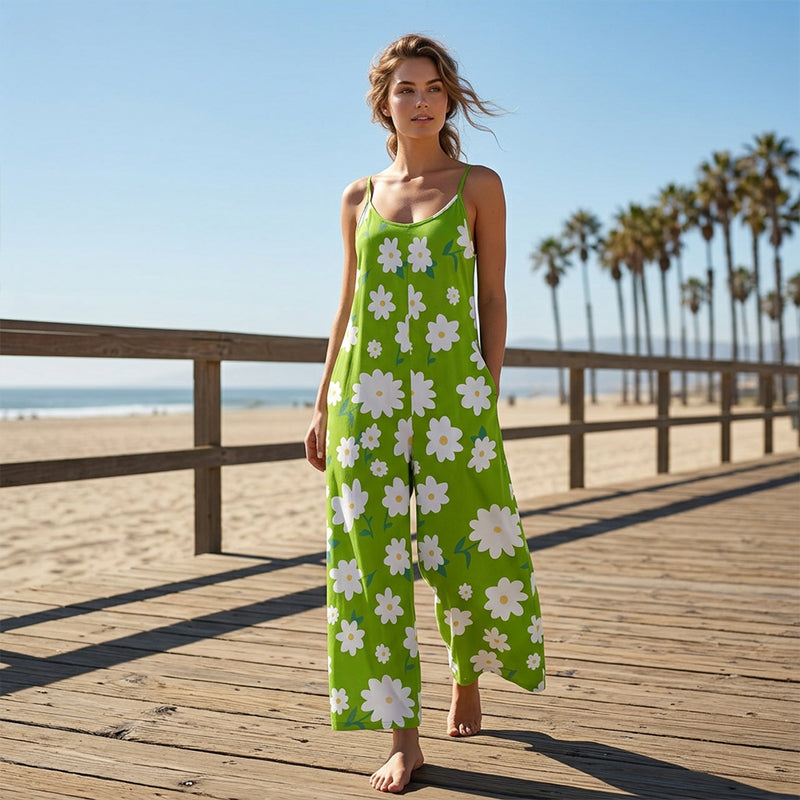 Dovellae - Dames Jumpsuit Met Fijne Bandjes Bloemenprint Brede Benen Zomer