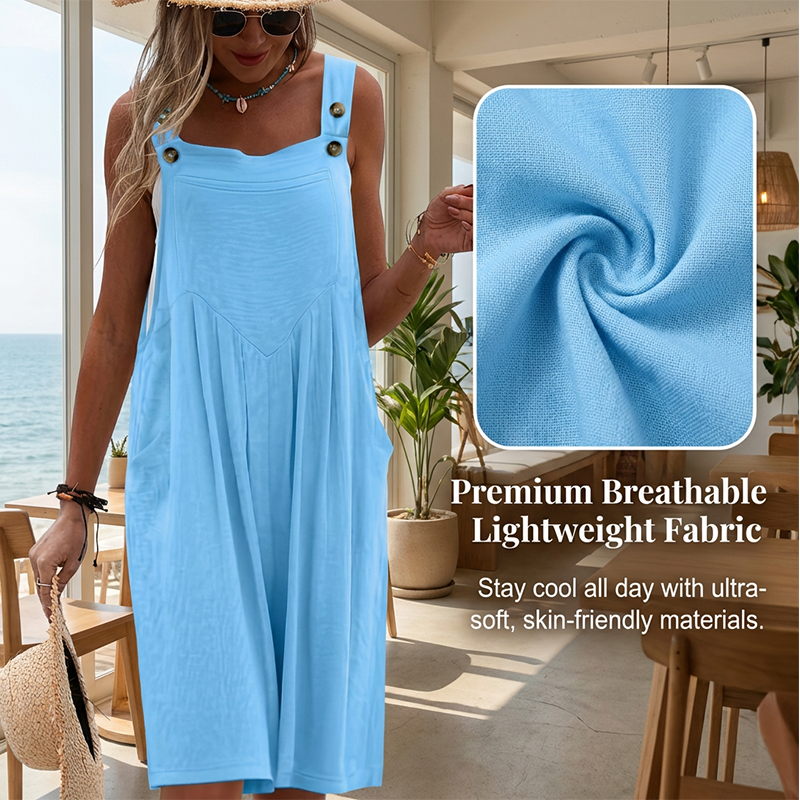 Rhyzelia - Dames Zomer Jumpsuit Zonder Mouwen met Brede Benen