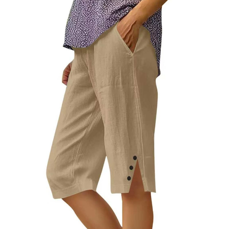 Oselia - Effen capri broek voor dames met zakken