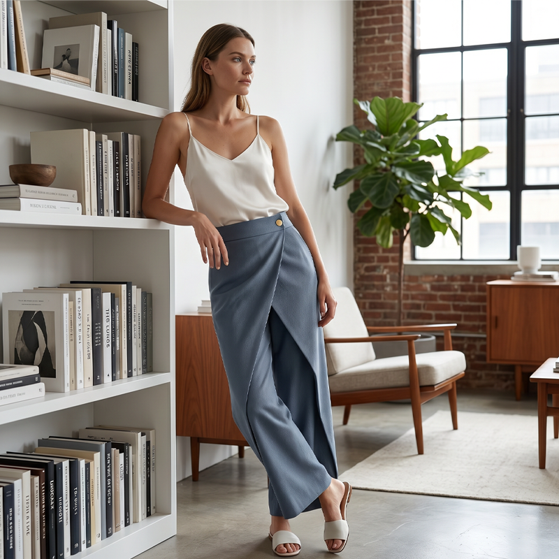 Sorelia - Vrouwenrokbroek met portefeuille-effect en zakken