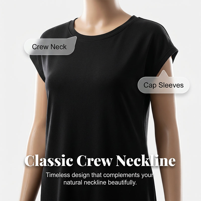 Tyverissa - Dames midi t-shirt jurk met zijzakken