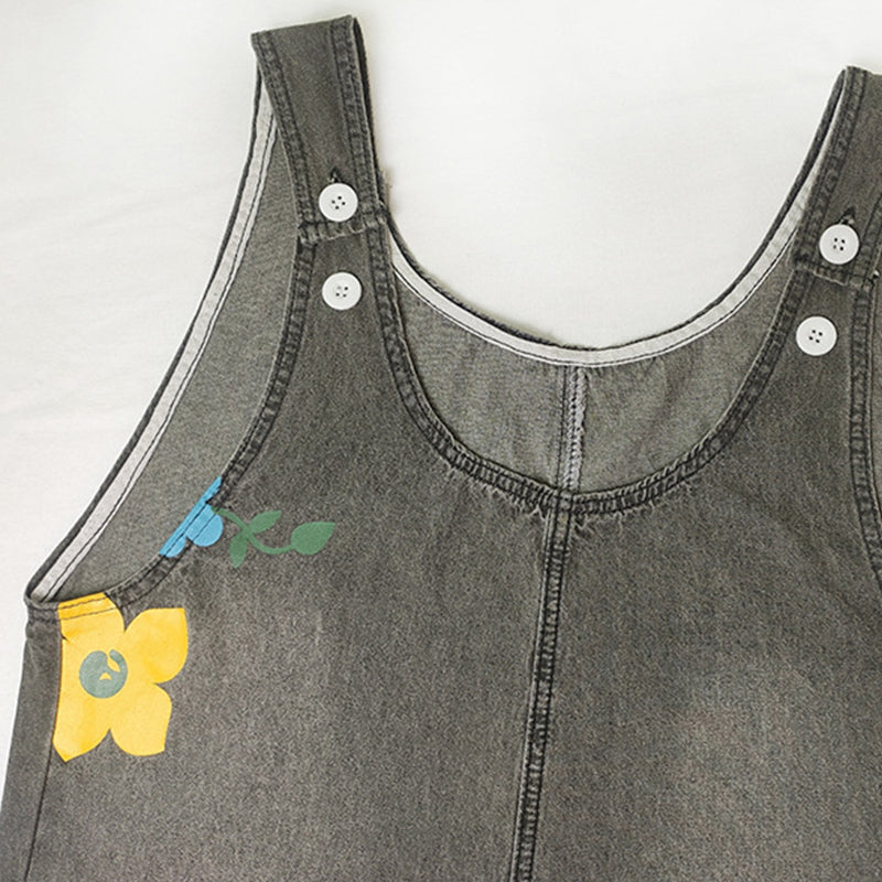 Jovalythra - Casual Denim Bloemen Overall met Ruime Pasvorm voor Dames