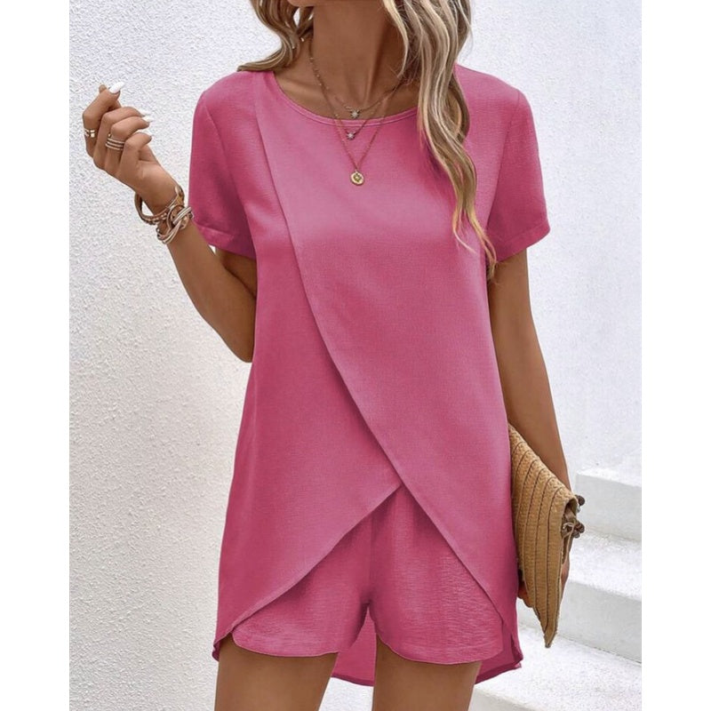 Lurelia - Dames set met korte broek en asymmetrisch topje