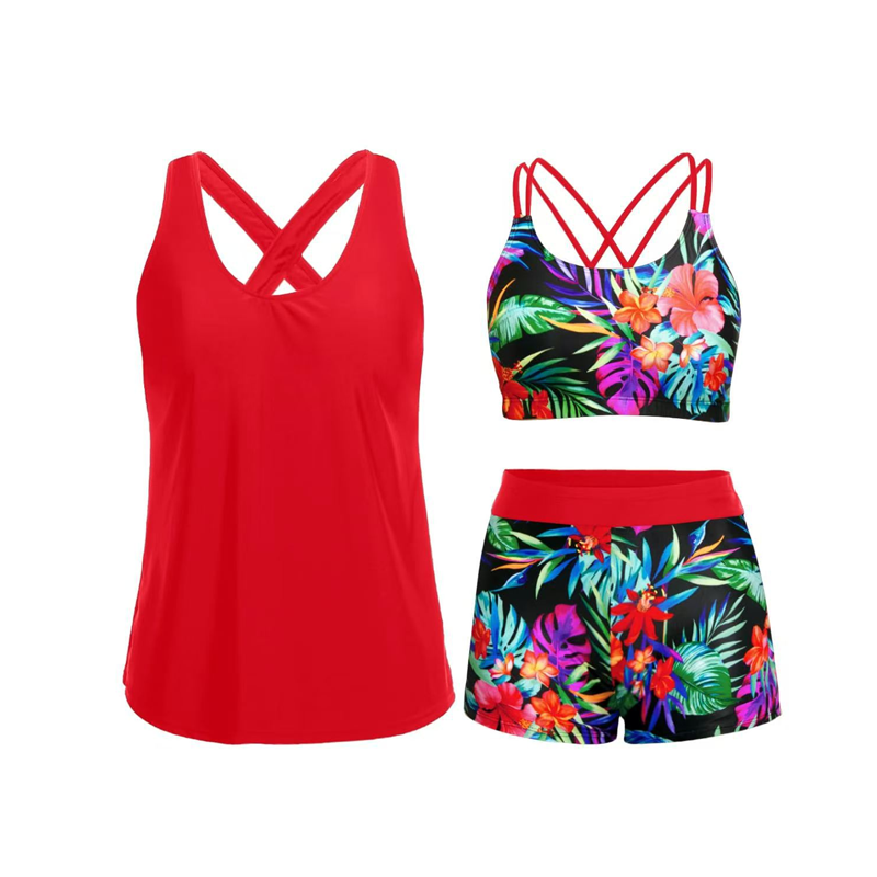 Nirevella - Drie-delige Tankini voor Dames met Volledige Bedekking en Shorty