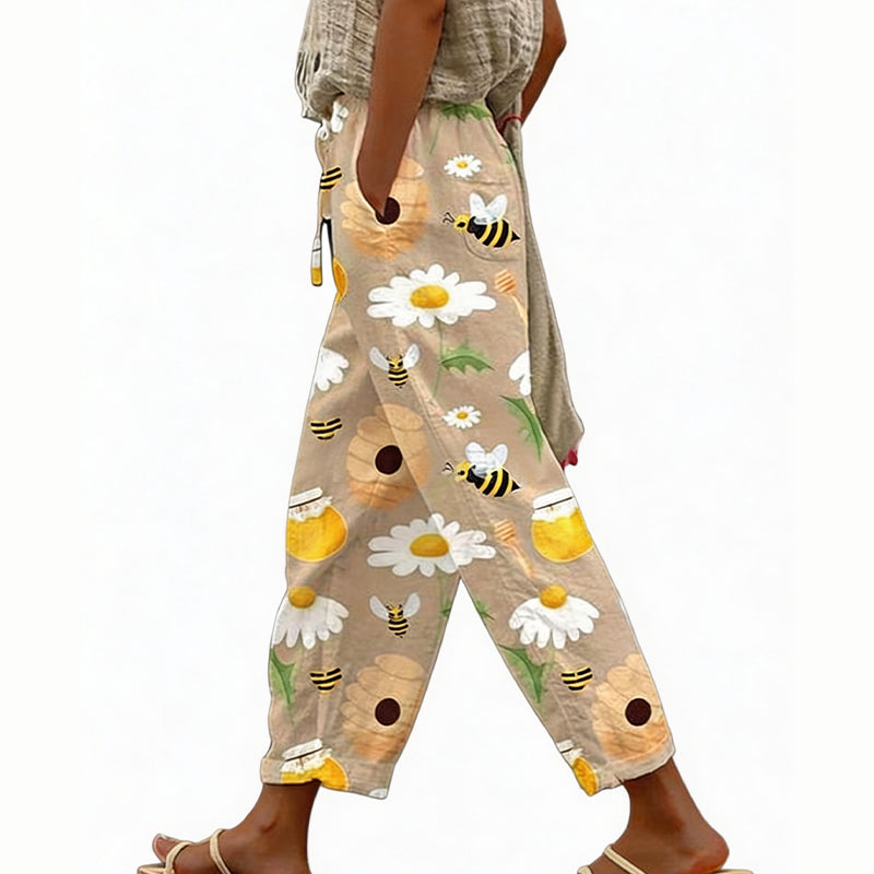 Loritha - Korte damesbroek met bloemenprint en koord
