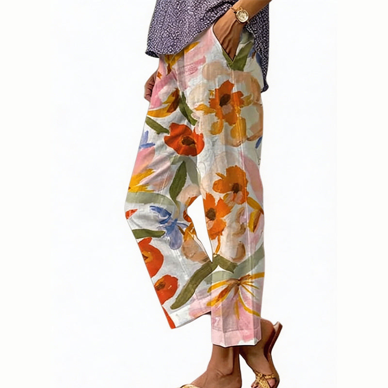 Loritha - Korte damesbroek met bloemenprint en koord