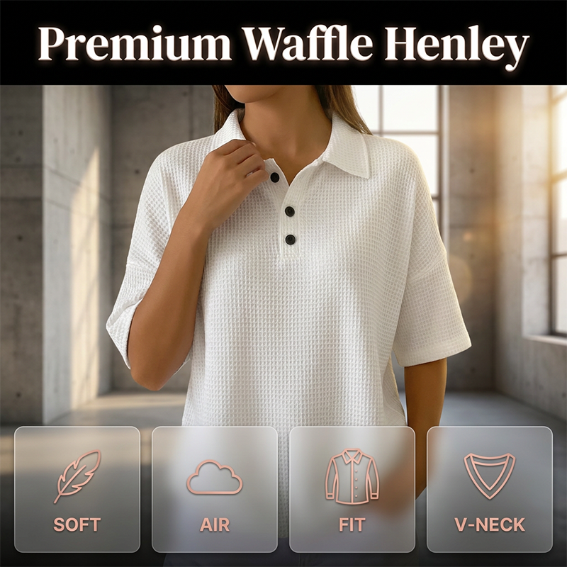 Orelina - Dames polo met textuur en knoopkraag, casual fit