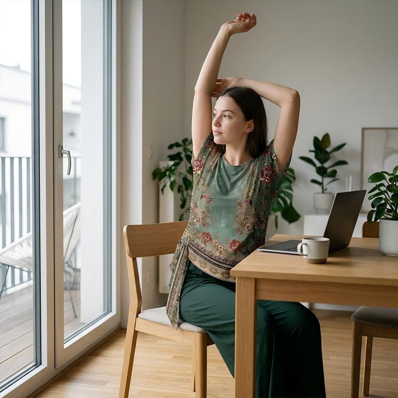Rivana - Dames set met knooptop en wijde broek