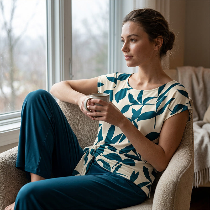 Rivana - Dames set met knooptop en wijde broek