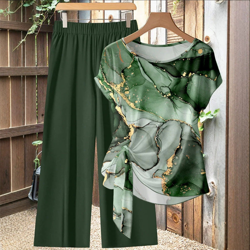 Rivana - Dames set met knooptop en wijde broek