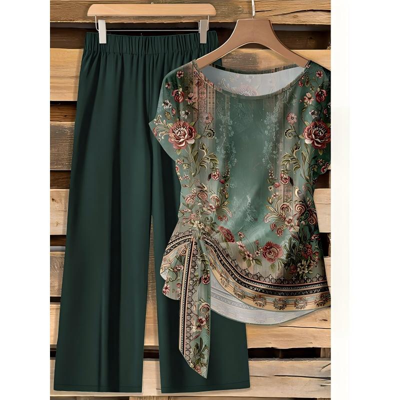 Rivana - Dames set met knooptop en wijde broek