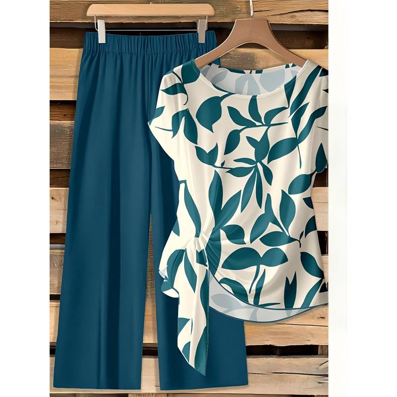 Rivana - Dames set met knooptop en wijde broek