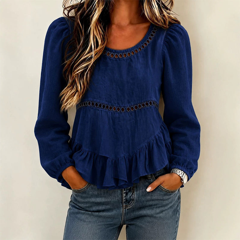 Sibylle - Damesblouse met pofmouwen en volants