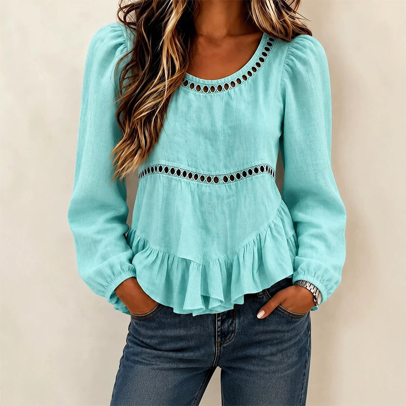 Sibylle - Damesblouse met pofmouwen en volants