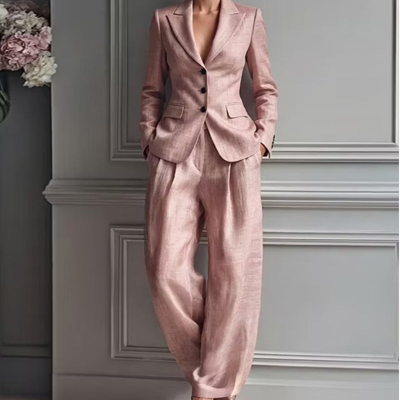 Anaïsse - Elegante dames kostuumset met getailleerde blazer en wijde broek