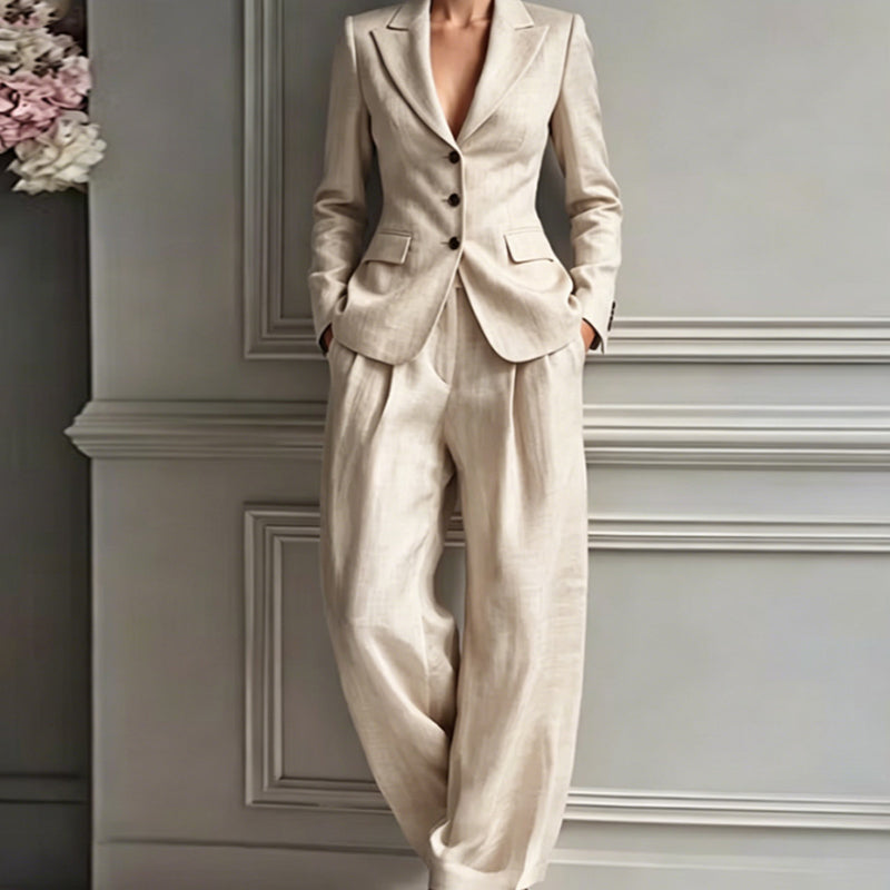 Anaïsse - Elegante dames kostuumset met getailleerde blazer en wijde broek