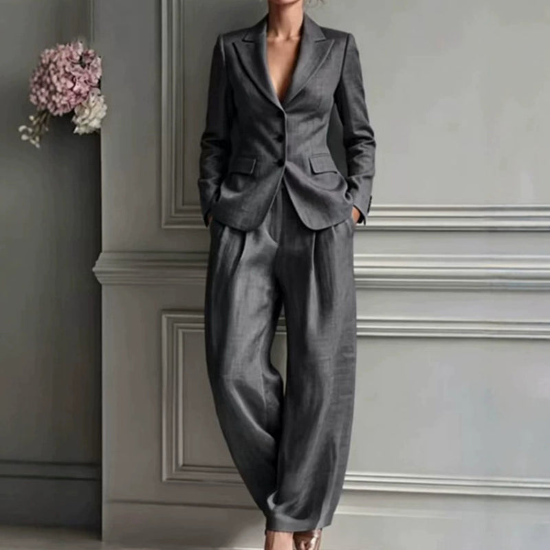 Anaïsse - Elegante dames kostuumset met getailleerde blazer en wijde broek