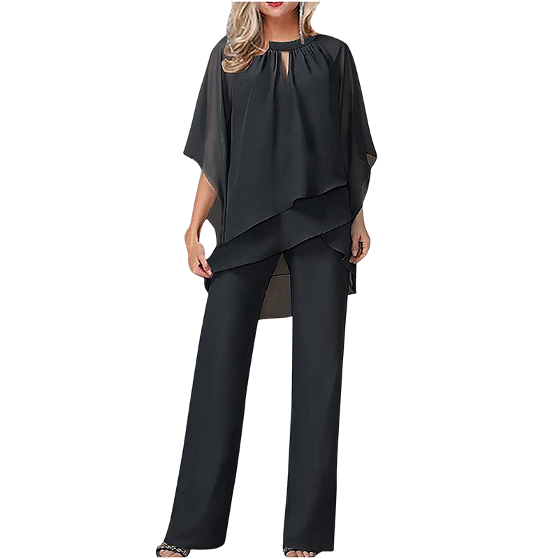 Janne - Elegante dames set met asymmetrische blouse