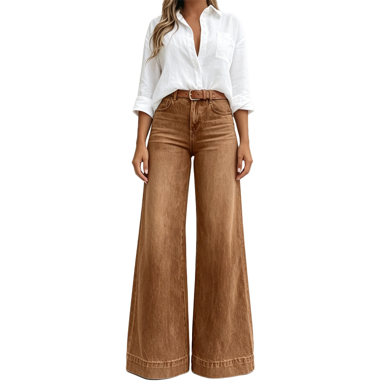 Joosje - Hoge taille damesjeans met wijde pijpen