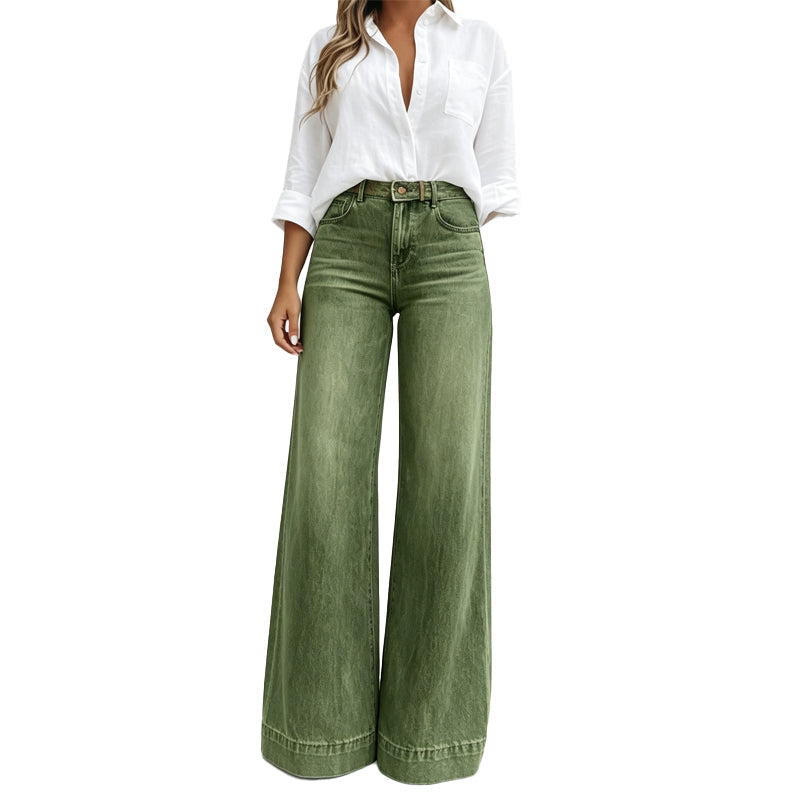 Joosje - Hoge taille damesjeans met wijde pijpen