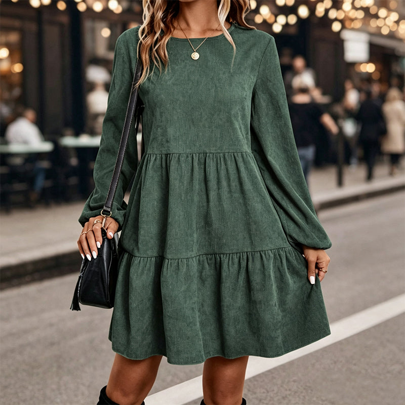 Félicité - Vrouwelijke vintage trapeze jurk met lange mouwen