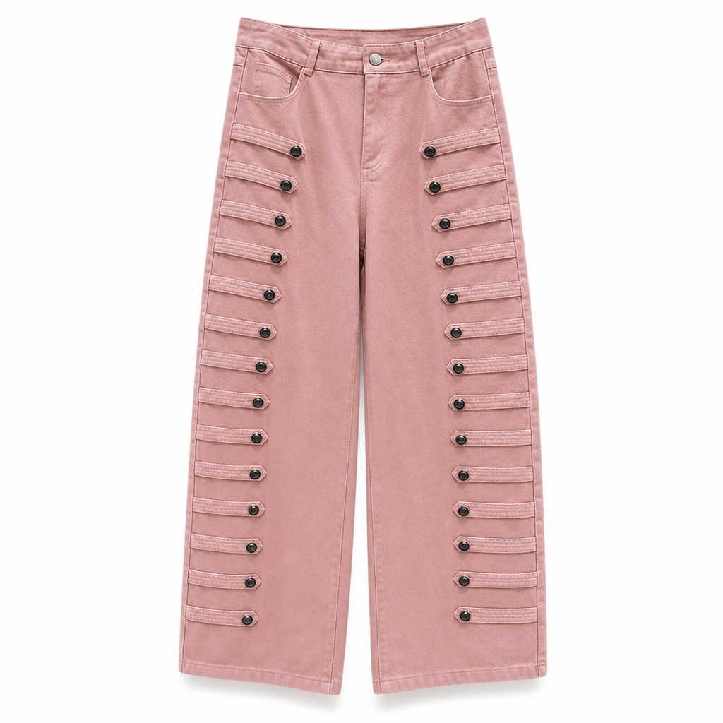 Marijke - Retro stijl hoge taille vrouwen ballonjeans met zijknopen
