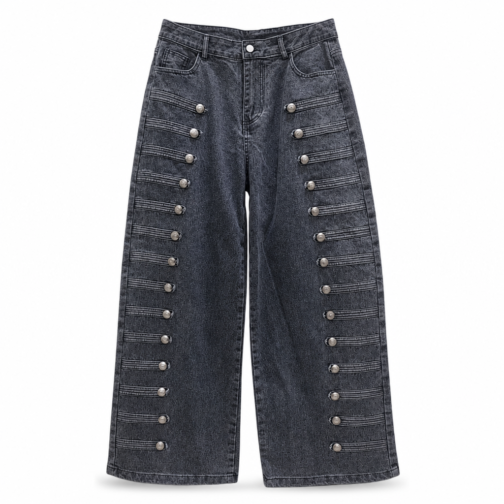 Marijke - Retro stijl hoge taille vrouwen ballonjeans met zijknopen