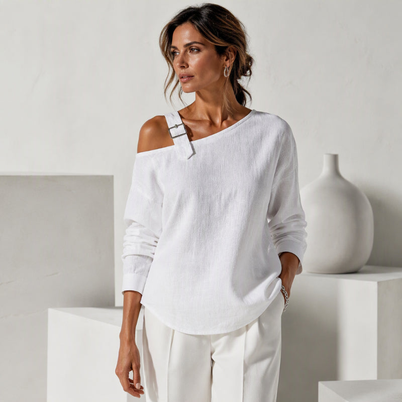 Jildau - Asymmetrisch dames top met blote schouder en decoratieve lus