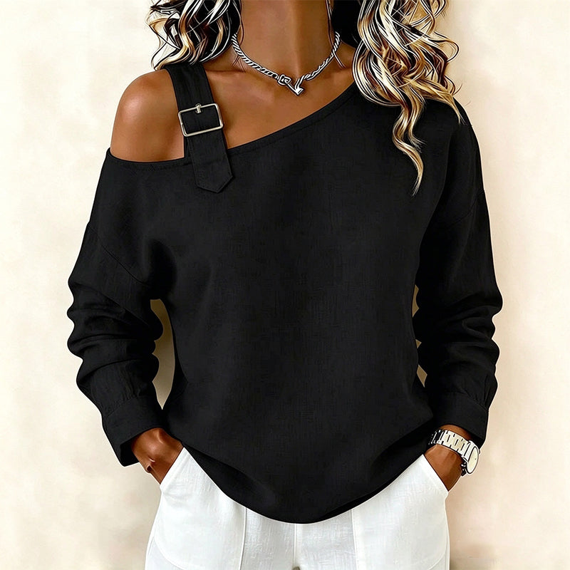 Jildau - Asymmetrisch dames top met blote schouder en decoratieve lus