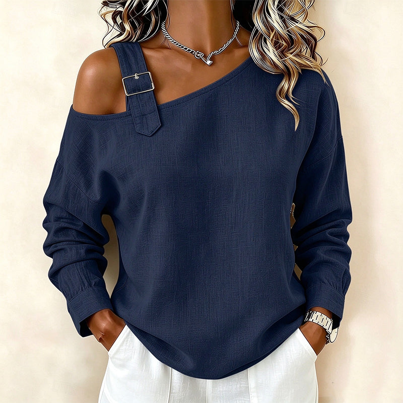 Jildau - Asymmetrisch dames top met blote schouder en decoratieve lus