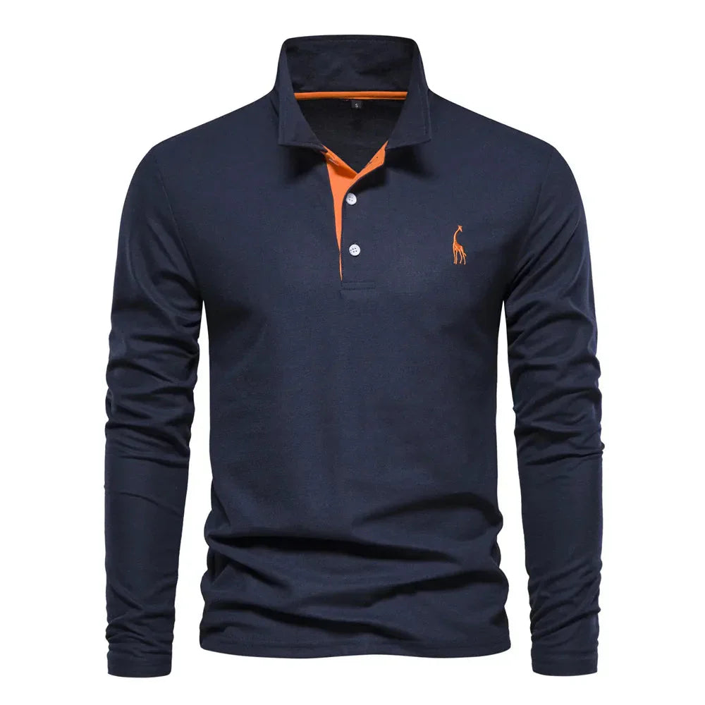 Doug - Polo met Lange Mouwen en Hertenborduurwerk