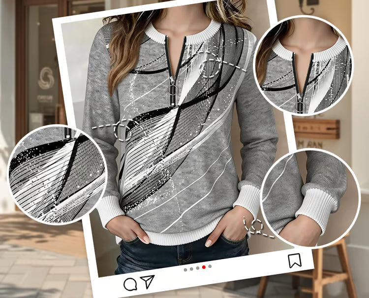 Mies - Dames sweatshirt met bloemenpatroon en rits