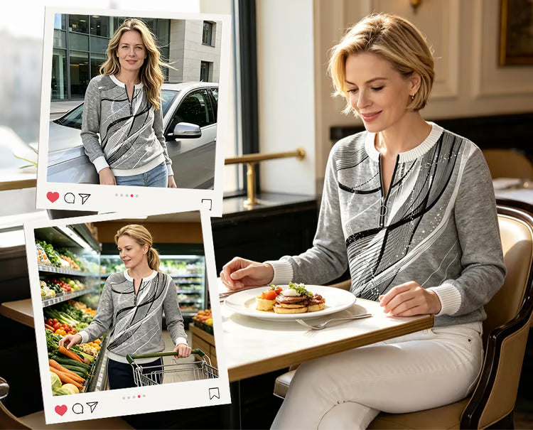 Mies - Dames sweatshirt met bloemenpatroon en rits
