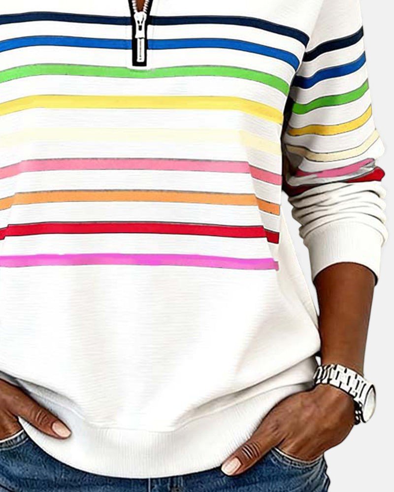 Josette - Dames sweatshirt met halve rits en ruime pasvorm