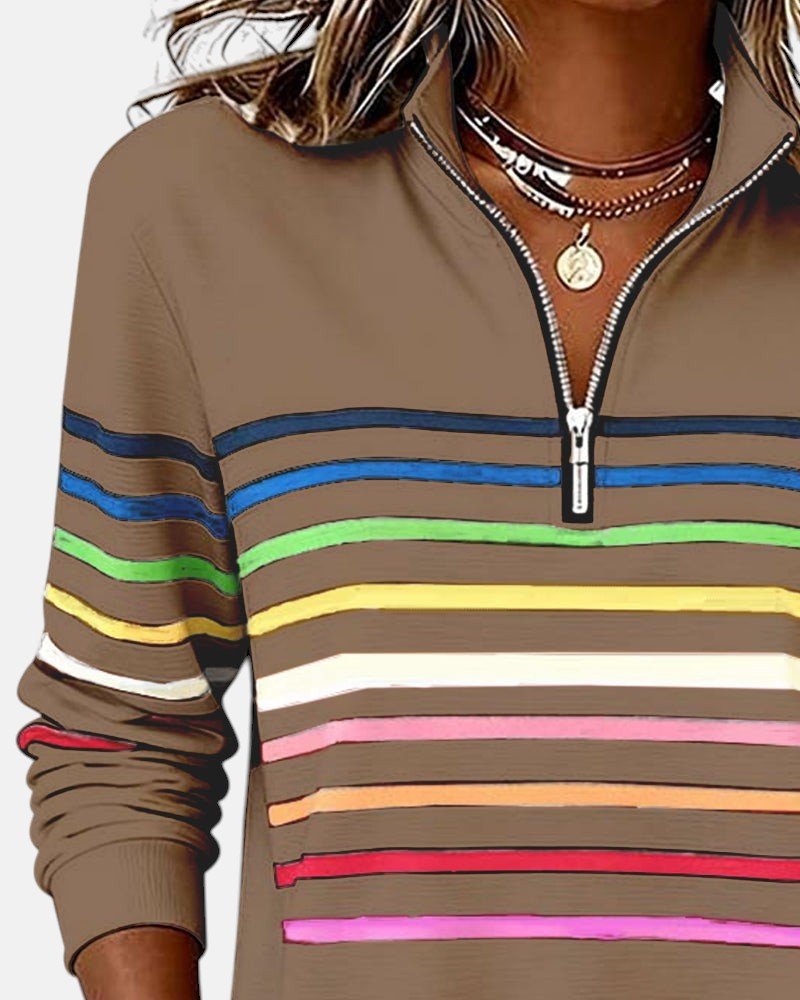 Josette - Dames sweatshirt met halve rits en ruime pasvorm