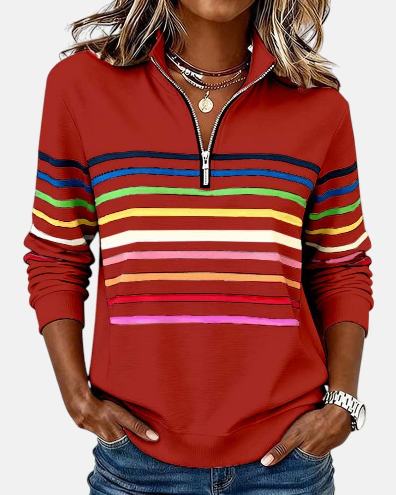 Josette - Dames sweatshirt met halve rits en ruime pasvorm