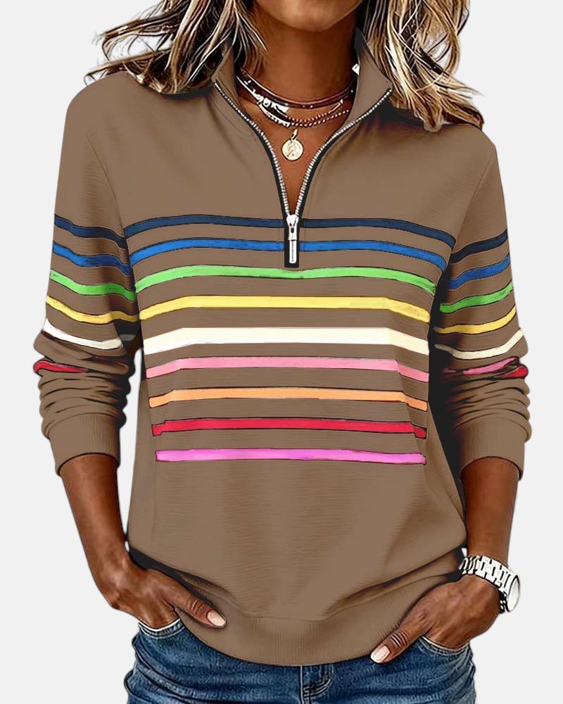 Josette - Dames sweatshirt met halve rits en ruime pasvorm