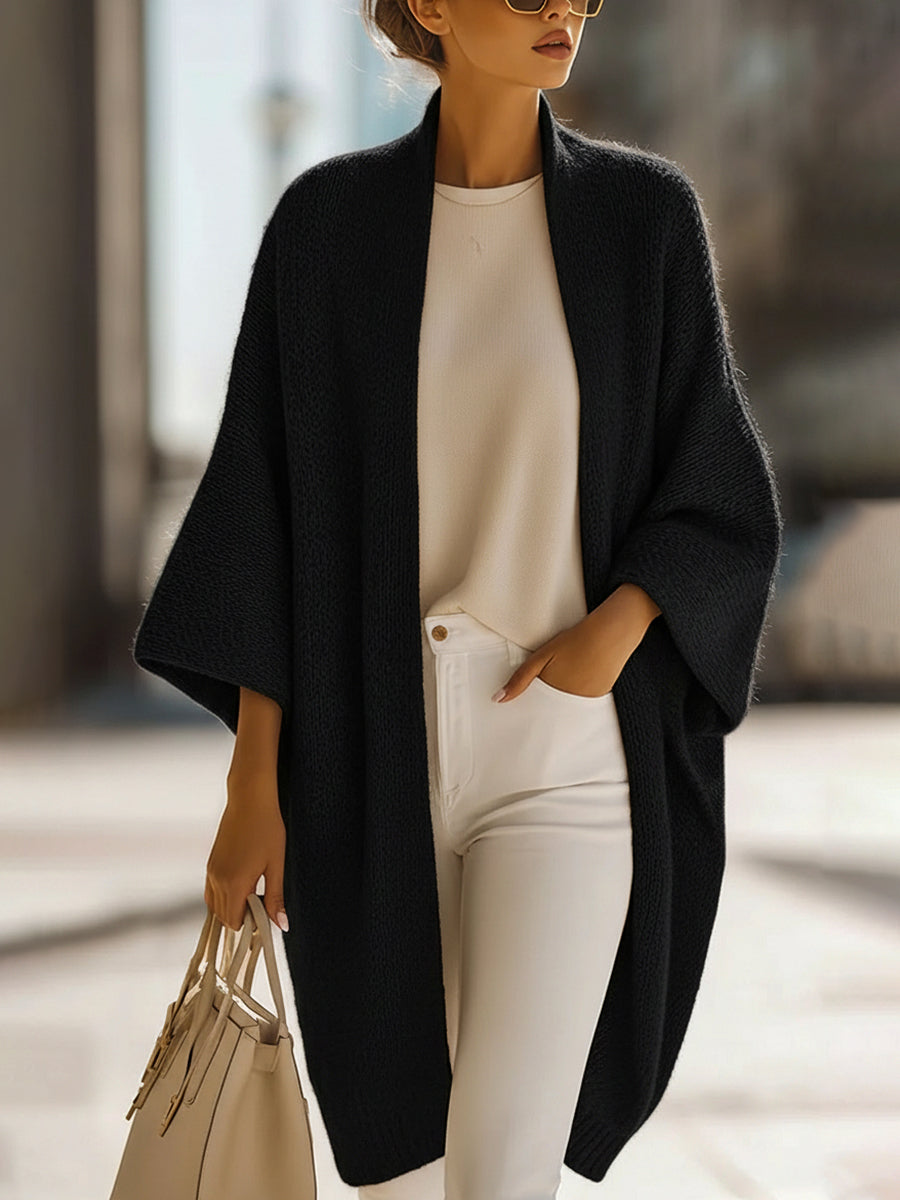 Queliralyne - Oversized Gebreide Cardigan Beige Zand