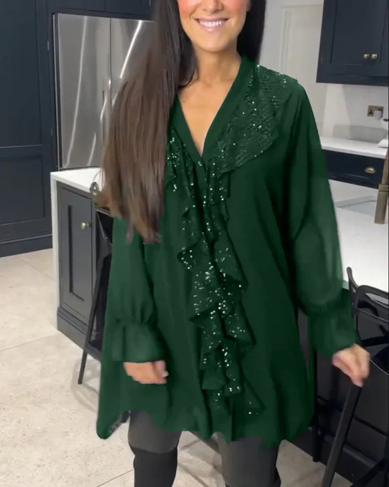 Tharalyn - Elegante Blouse met Vloeiende Volants